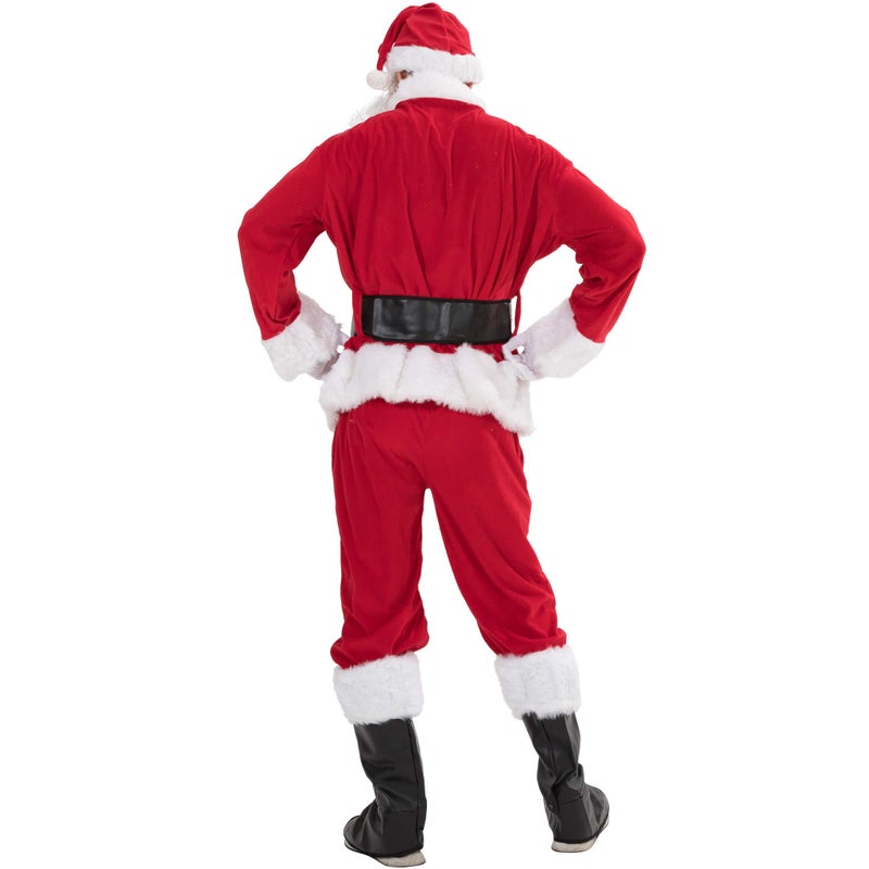 EraSpooky Men Christmas Holiday Deluxe Adult Santa Claus Costume Suit 7pcs (Plus Size) - Image 4
